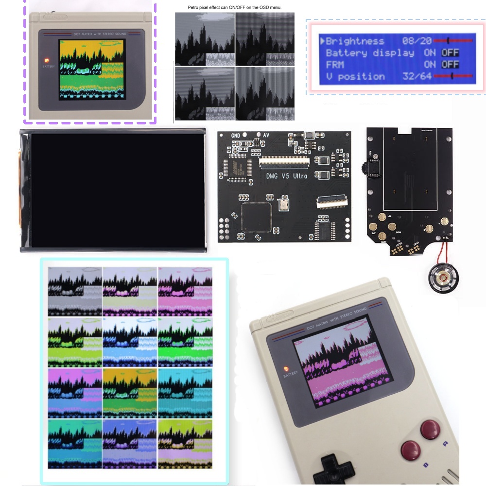 Lcd Screen Arcade - 36 Farbwechselmodi RIPS-Bildschirm für GBO DMG