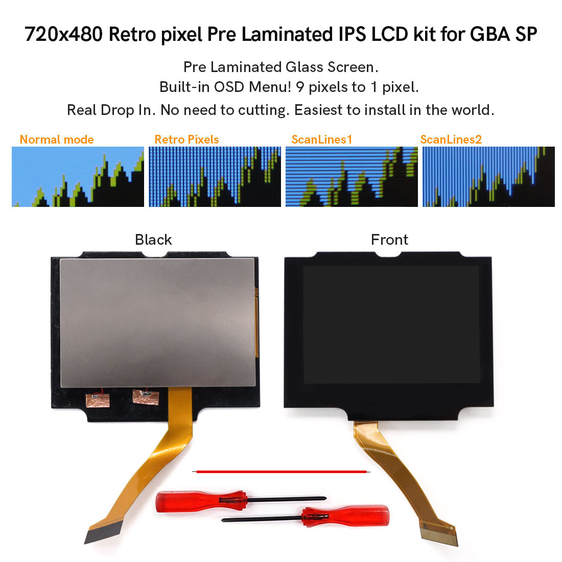 Lcd Screen Arcade - Für GBA SP V5 720x480 Retro